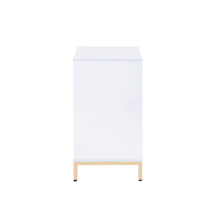 Ottey - Cabinet - White High Gloss & Gold ACME 