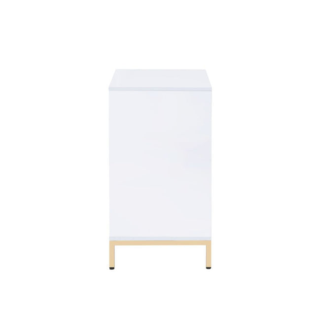 Ottey - Cabinet - White High Gloss & Gold ACME 