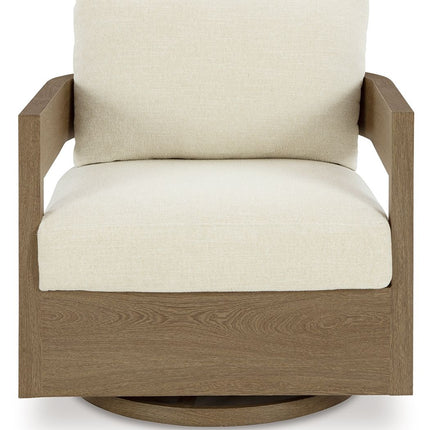 Serene Bay - Dark Brown / White - Swivel Glider Chair With Cushion Signature Design by Ashley® 