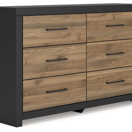 Vertani - Black / Honey Brown - Six Drawer Dresser - Tony's Home Furnishings