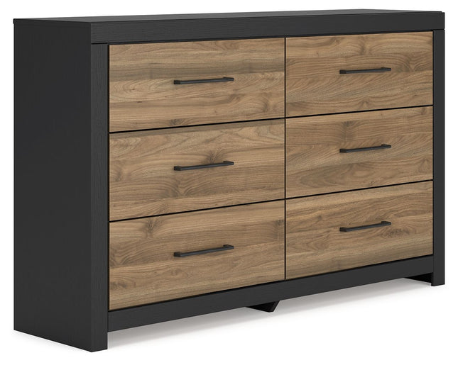 Vertani - Black / Honey Brown - Six Drawer Dresser - Tony's Home Furnishings