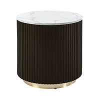 Clayten - End Table - White Natural Marble Top & Espreeso Finish ACME 