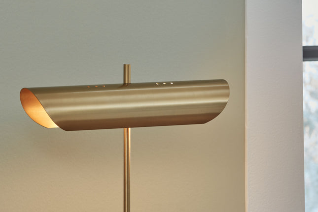 Rowleigh - Gold Finish / White - Marble Desk Lamp Signature Design by Ashley® 