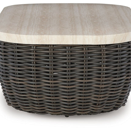 Kimora - Beige / Dark Brown - Rectangular Cocktail Table Signature Design by Ashley® 