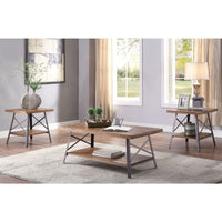 Ikram - Coffee Table - Weathered Oak & Sandy Black ACME 