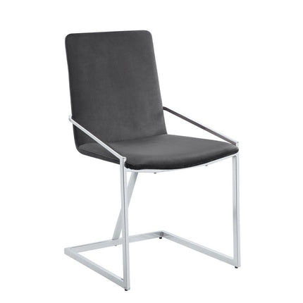 Zlatan - Side Chair (Set of 2) - Gray Velvet & Chrome ACME 