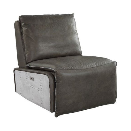 Metier - Recliner - Gray Top Grain Leather & Aluminum ACME 