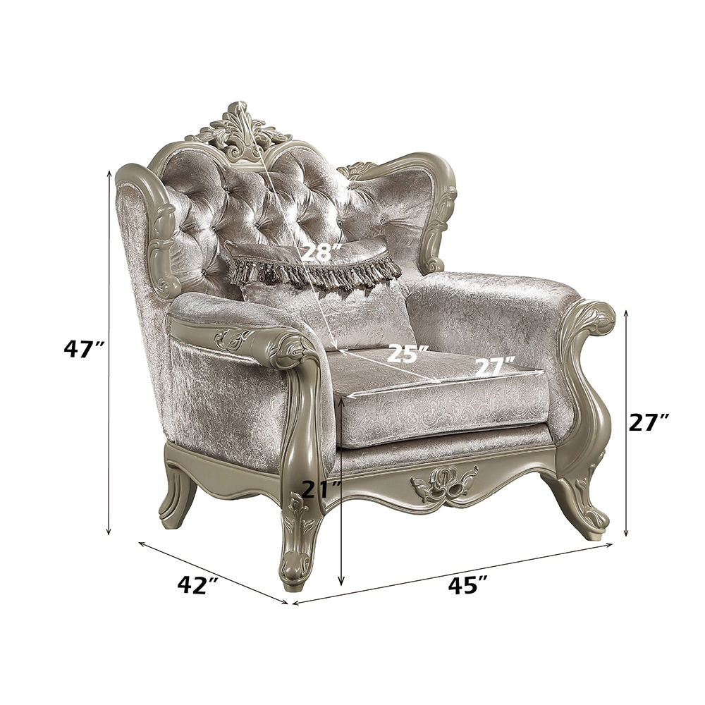 Libertee - Chair With Pillow - Beige Fabric & Champagne ACME 