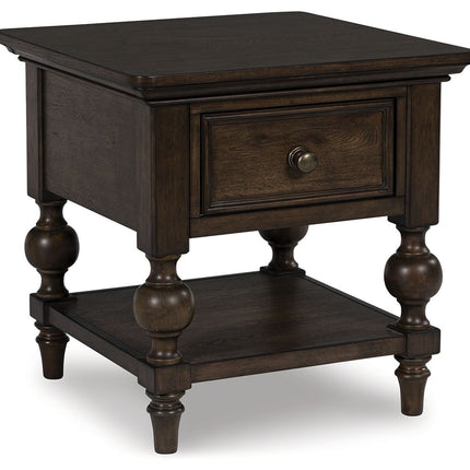 Veramond - Dark Brown - Square End Table - Tony's Home Furnishings