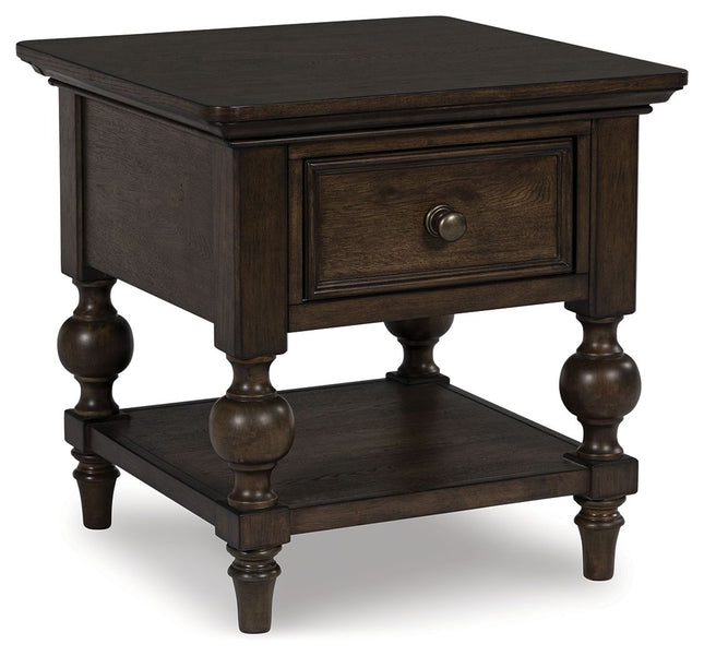 Veramond - Dark Brown - Square End Table - Tony's Home Furnishings