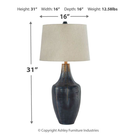 Evania - Indigo - Metal Table Lamp Ashley Furniture 