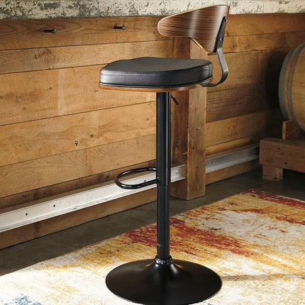 Bellatier - Brown / Black - Tall Uph Swivel Barstool Signature Design by Ashley® 