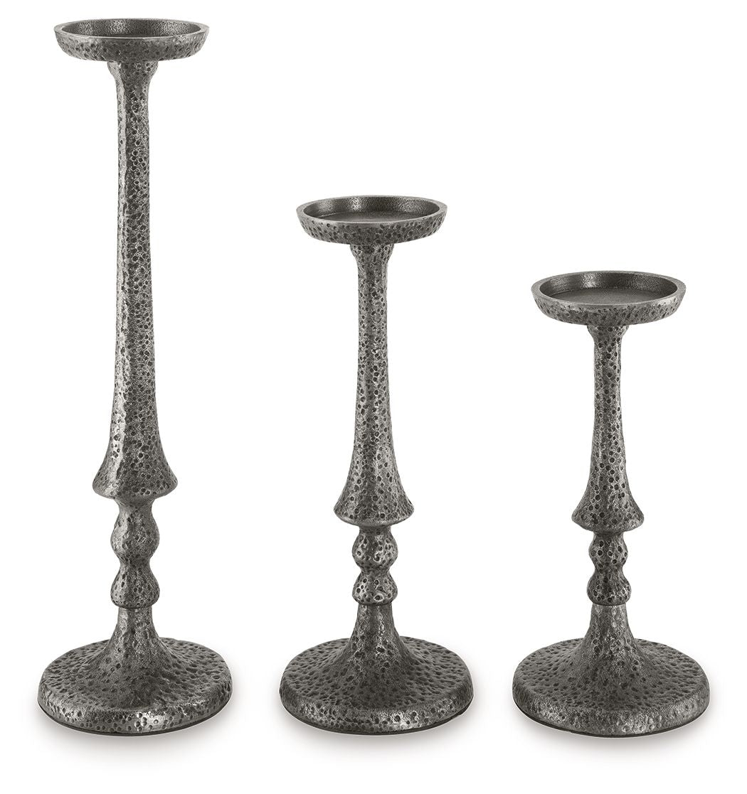 Eravell - Pewter Finish - Candle Holder Set (Set of 3) - Tony's Home Furnishings