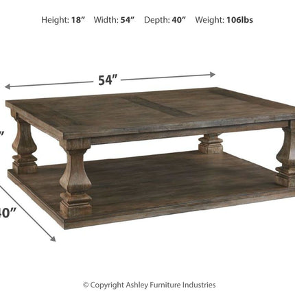 Johnelle - Gray - Rectangular Cocktail Table Ashley Furniture 