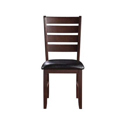 Urbana - Side Chair (Set of 2) - Black Synthetic Leather & Cherry Finish ACME 