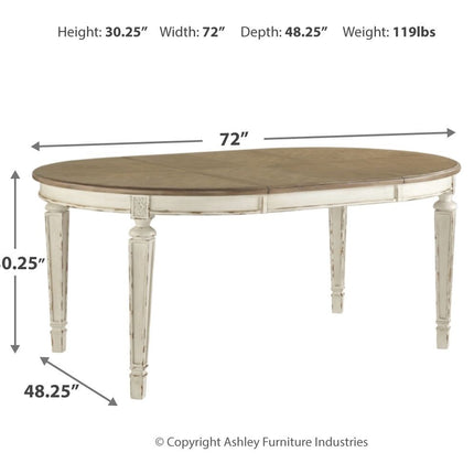 Realyn - Chipped White - Oval Dining Room Extension Table Ashley Furniture 