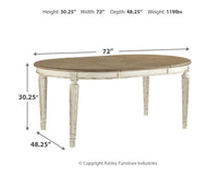 Thumbnail for Realyn - Chipped White - Oval Dining Room Extension Table - Tony's Home Furnishings