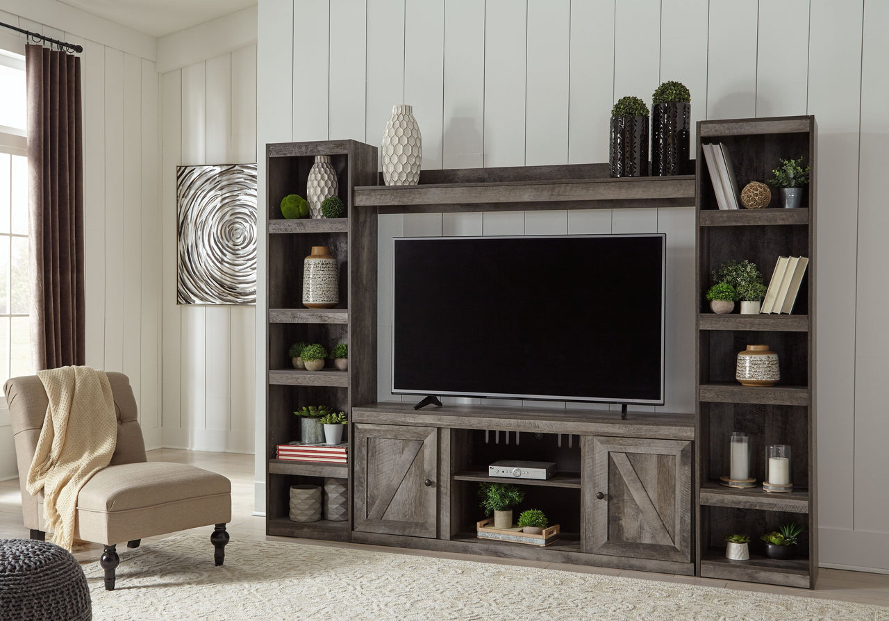 Wynnlow - Gray - 4-Piece Entertainment Center With LG TV Stand W/Fireplace Option - Tony's Home Furnishings