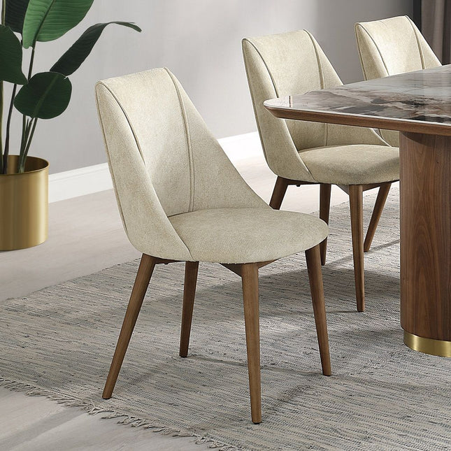 Willene - Side Chair (Set Of 2) - Beige And Walnut - Tony's Home Furnishings