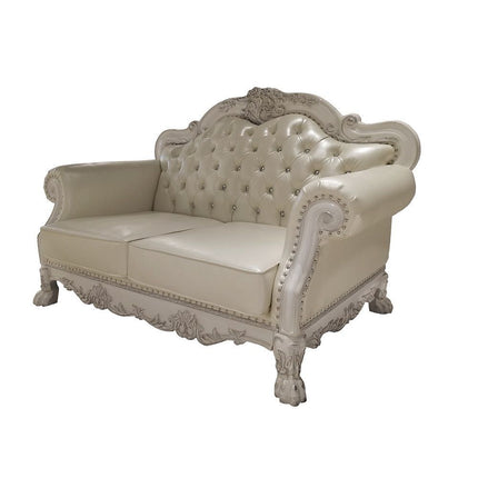 Dresden Loveseat - PU & Bone White Finish ACME 