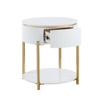 Daveigh - End Table - White High & Gold ACME 