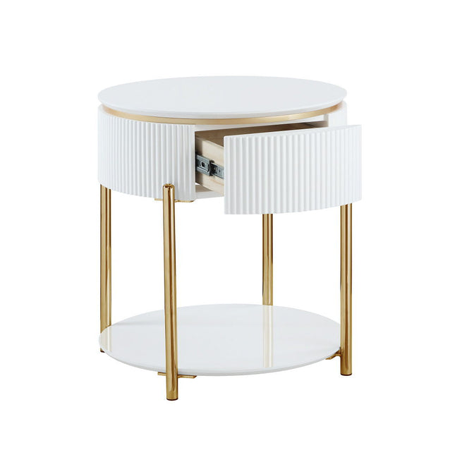 Daveigh - End Table - White High & Gold ACME 