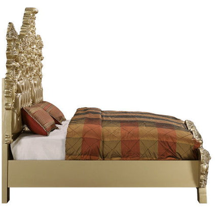 Seville - Eastern King Bed - Tan PU & Gold Finish ACME 