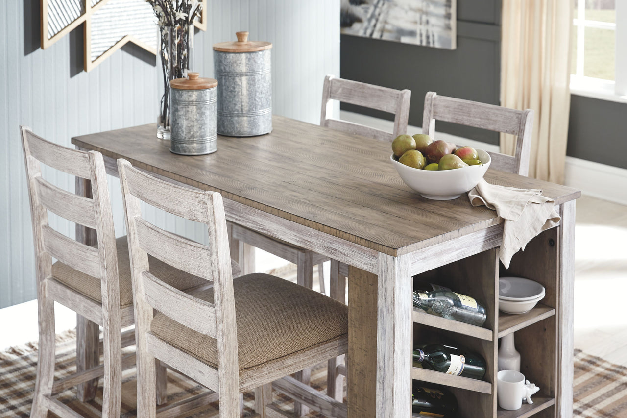 Skempton - White - Rectangular Counter Table With Storage - Tony's Home Furnishings