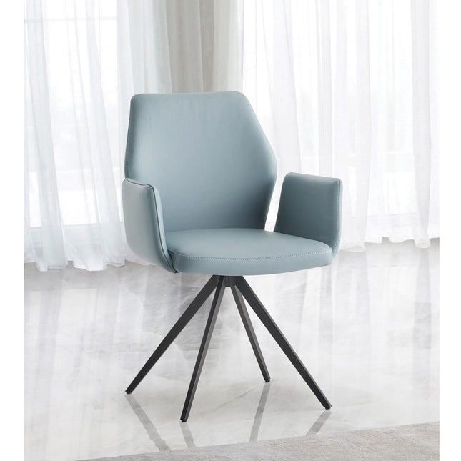 Segismunda - Side Chair With Swivel - Light Blue & Black - Tony's Home Furnishings