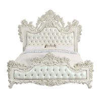 Adara - Eastern King Bed - White PU & Antique White Finish ACME 