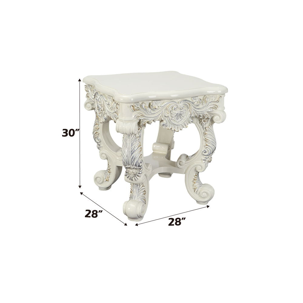 Adara - End Table - Antique White Finish ACME 