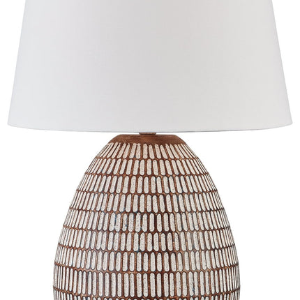 Darrich - Beige / White - Metal Table Lamp - Tony's Home Furnishings