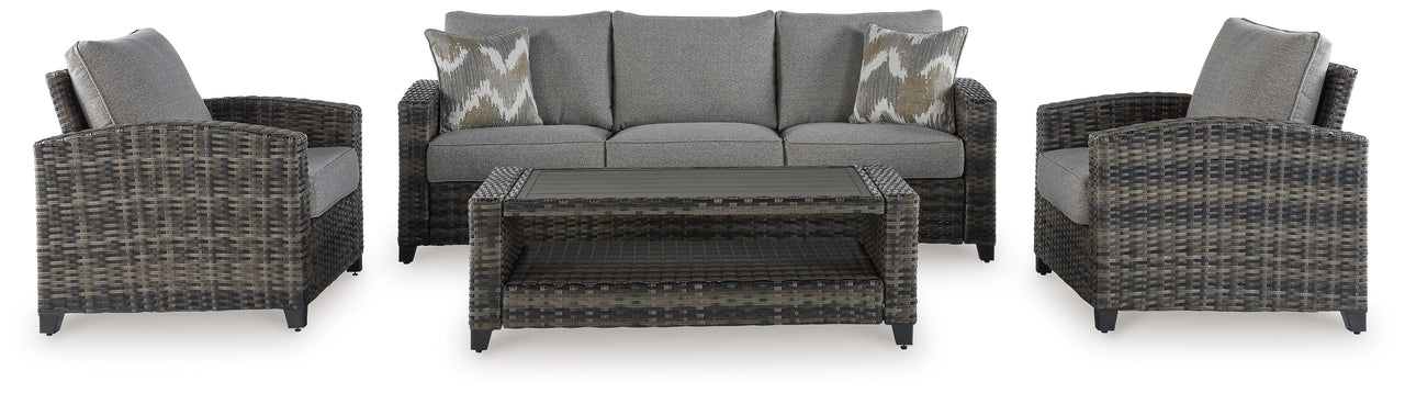 Oasis Court - Gray - Sofa, Chairs, Table Set (Set of 4) - Tony's Home Furnishings