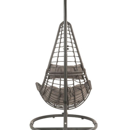 Uzae - Patio Swing Chair - Gray Fabric & Charcaol Wicker ACME 