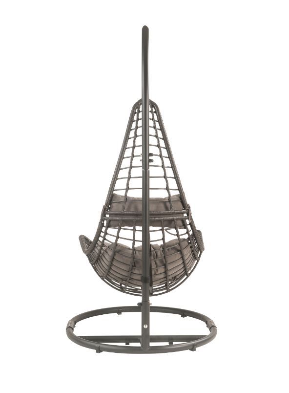 Uzae - Patio Swing Chair - Gray Fabric & Charcaol Wicker ACME 