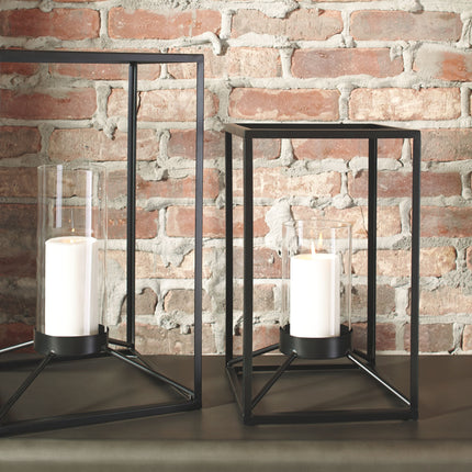 Dimtrois - Black - Lantern Set (Set of 2) - Tony's Home Furnishings