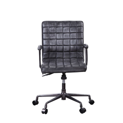 Barack - Executive Office Chair - Vintage Black Top Grain Leather & Aluminum ACME 