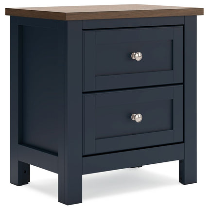 Landocken - Brown / Blue - Two Drawer Night Stand - Tony's Home Furnishings