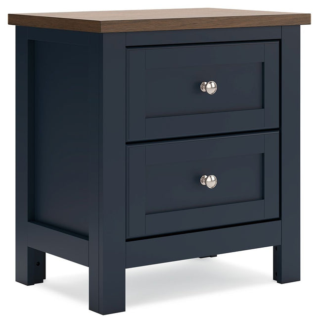 Landocken - Brown / Blue - Two Drawer Night Stand - Tony's Home Furnishings