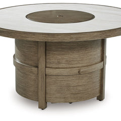 Rainier Ranch - Beige - Round Fire Pit Table Signature Design by Ashley® 