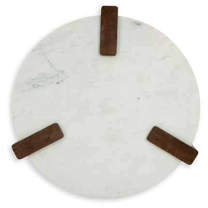 Isanti - White / Brown - Round End Table Signature Design by Ashley® 