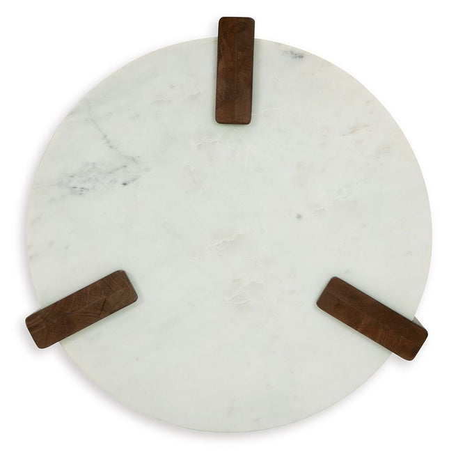 Isanti - White / Brown - Round End Table Signature Design by Ashley® 