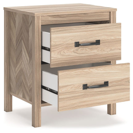 Battelle - Tan - Two Drawer Night Stand Signature Design by Ashley® 