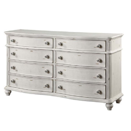 Jaqueline - Dresser - Light Gray Linen & Antique White Finish ACME 