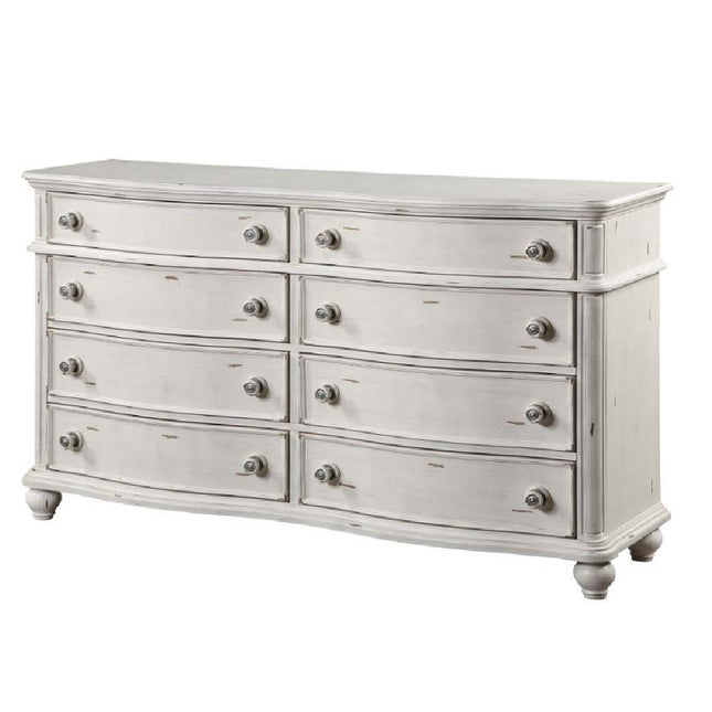 Jaqueline - Dresser - Light Gray Linen & Antique White Finish ACME 