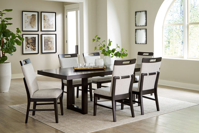 Neymorton - Dark Grayish Brown - 7 Pc. - Rectangular Extension Table, 6 Side Chairs Signature Design by Ashley® 