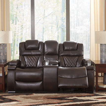 Warnerton - Chocolate - Pwr Rec Loveseat/Con/Adj Hdrst Signature Design by Ashley® 