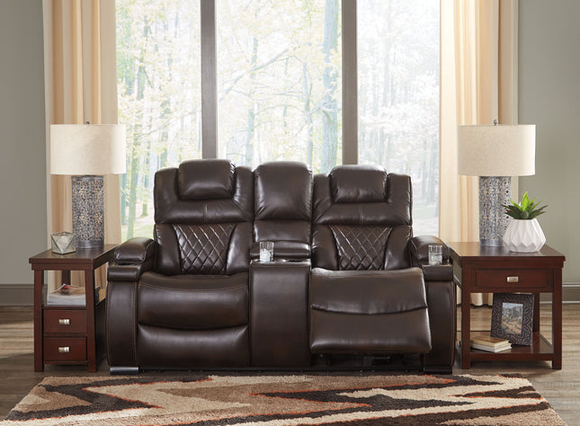 Warnerton - Chocolate - Pwr Rec Loveseat/Con/Adj Hdrst Signature Design by Ashley® 