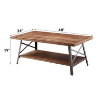 Ikram - Coffee Table - Weathered Oak & Sandy Black ACME 