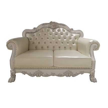 Dresden Loveseat - PU & Bone White Finish ACME 